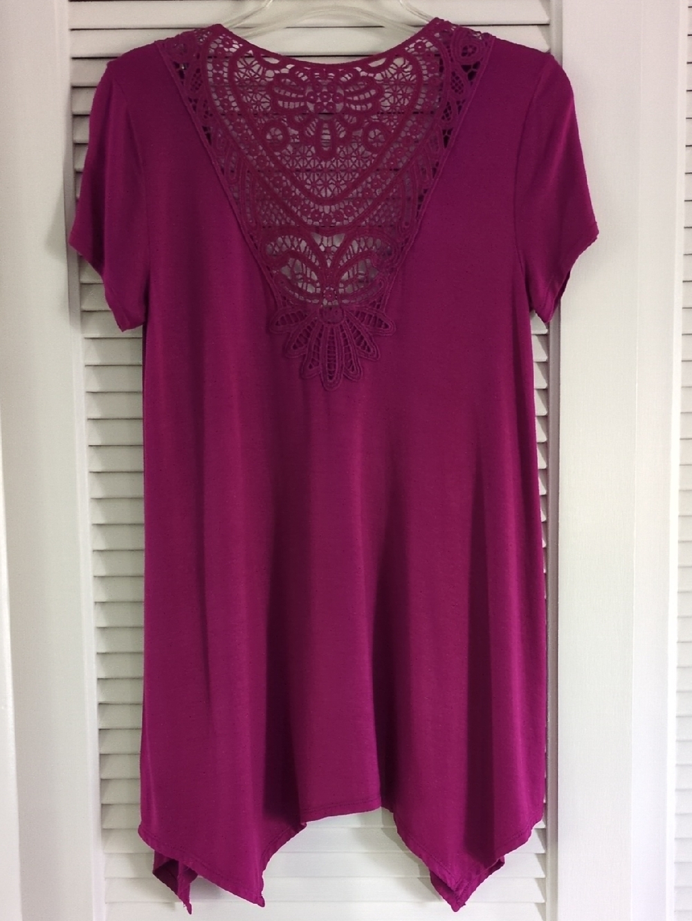 Apt. 9 Open-Front Cardigan Sweater with Lace Back. Size S. Magenta - Picture 3 of 8